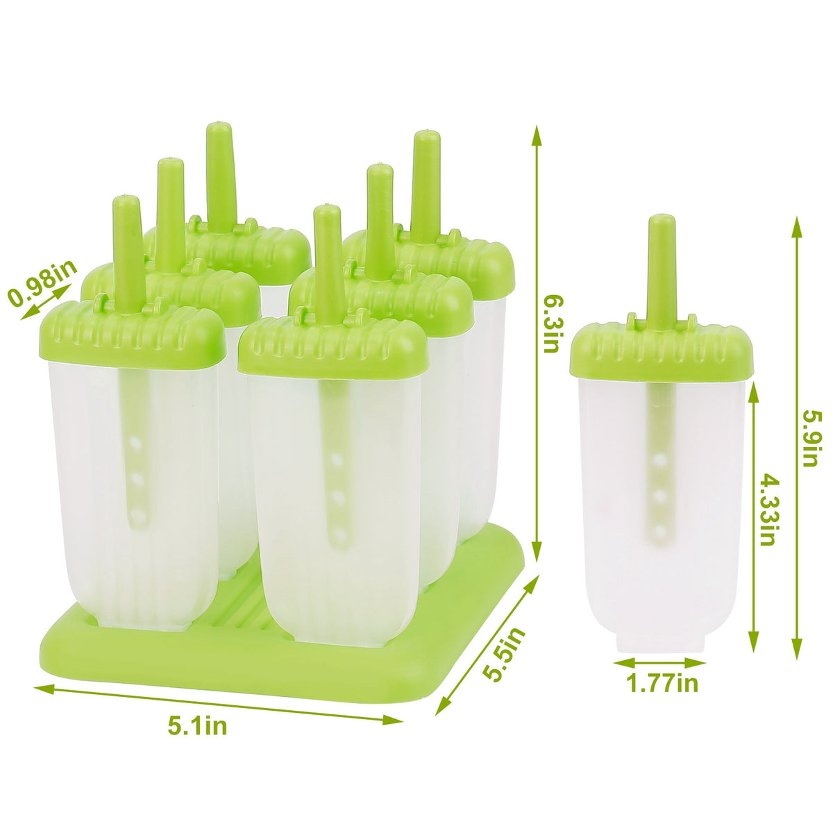 1 Set 6 Cavity Popsicle Molds Reusable Ice Cream DIY Ice Maker Ice Bar Maker Plastic Popsicle Mold for Homemade Iced Snacks