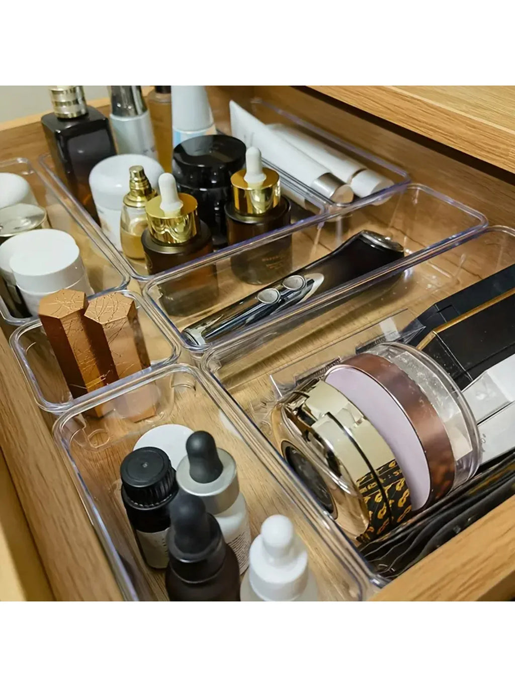 25Pcs Drawer Storage Box Set, Multi-Functional Transparent Plastic Drawer Storage Set Drawer Divider Storage Box and Storage Box