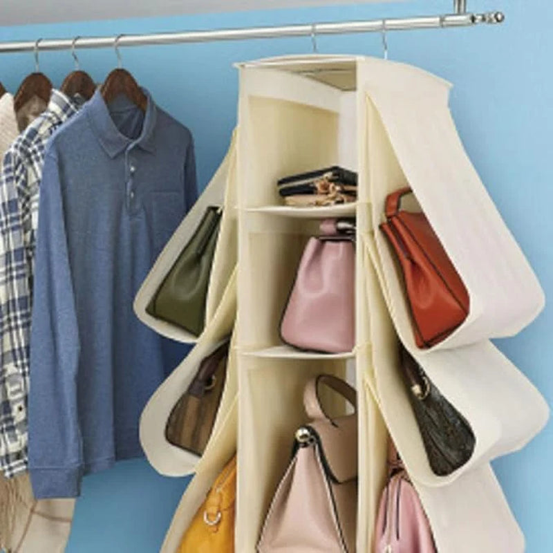 Hanging Closet Organizer for Handbag and Purse, Nonwoven Metal Storage Large Capacity, Easy to Check Contents, Protects from Dirt and Damage, for Closet or Back Door