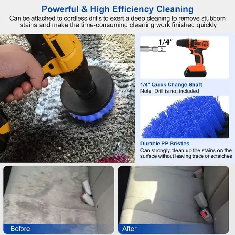 Ultimate Drill Brush Power Scrubber Set for Effortless Cleaning - 3-Piece Combo for Car, Carpet, Wall, Tile, and Tub