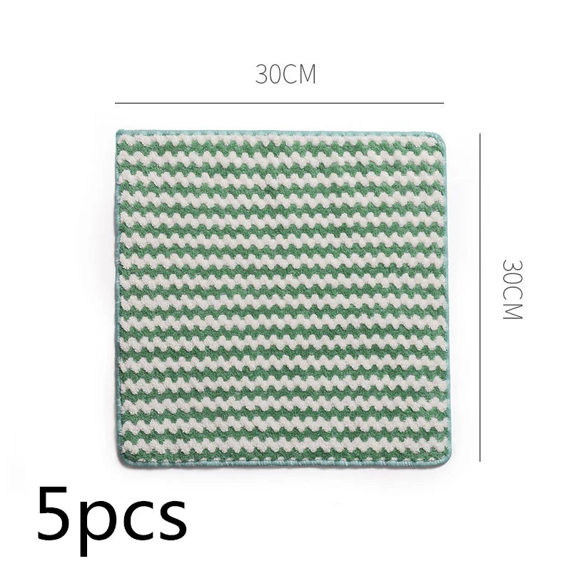 Kitchen Cleaning Rag Coral Fleece Dish Washing Cloth Super Absorbent Scouring Pad Dry and Wet Kitchen Cleaning Towels Lazy Cleaning Supplies