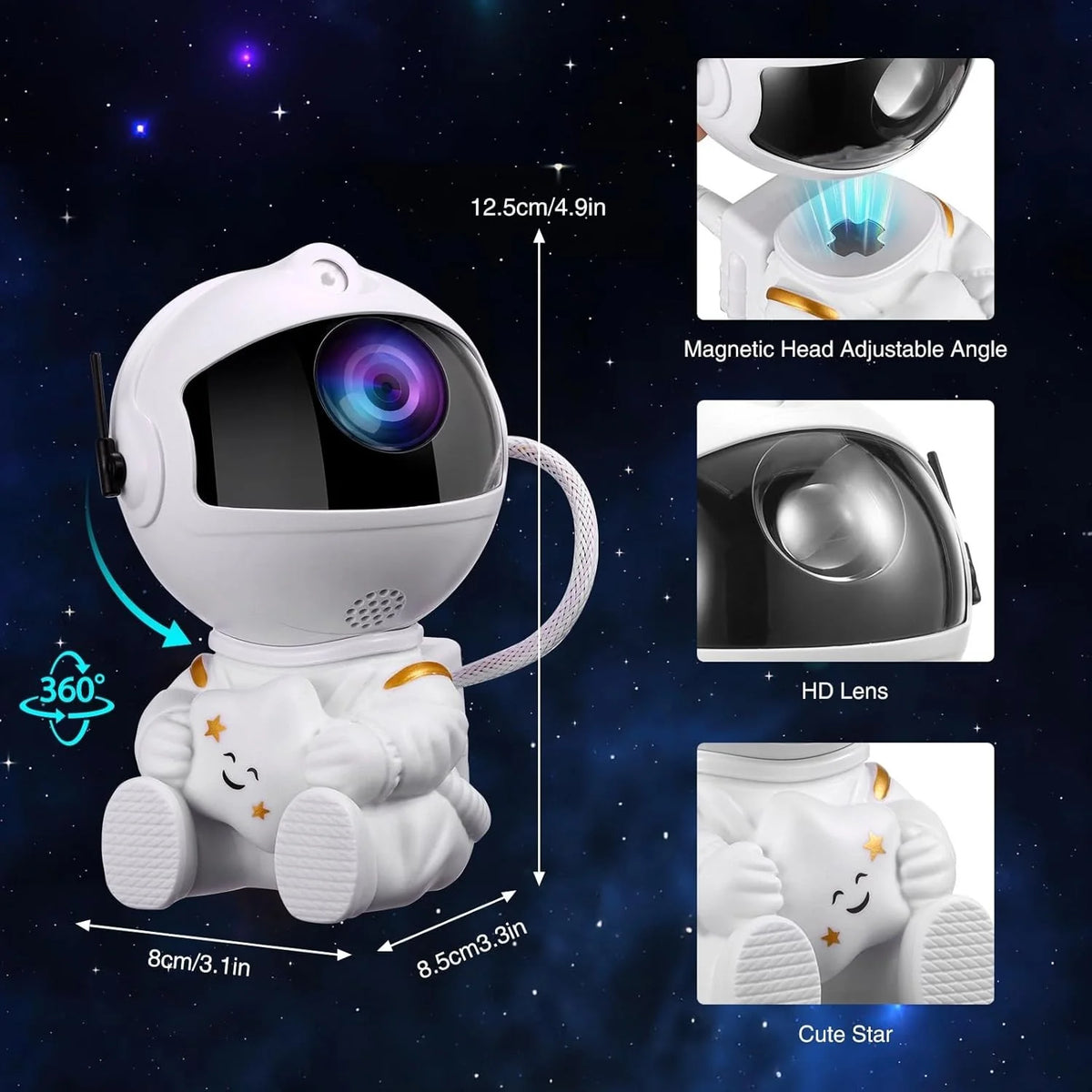 Astronaut Galaxy Projector, 360 Adjustable Star Projector, Starry Night Light Projector with Timer and Remote Control, USB Powered, Astronaut Space Warrior Galaxy Night Light
