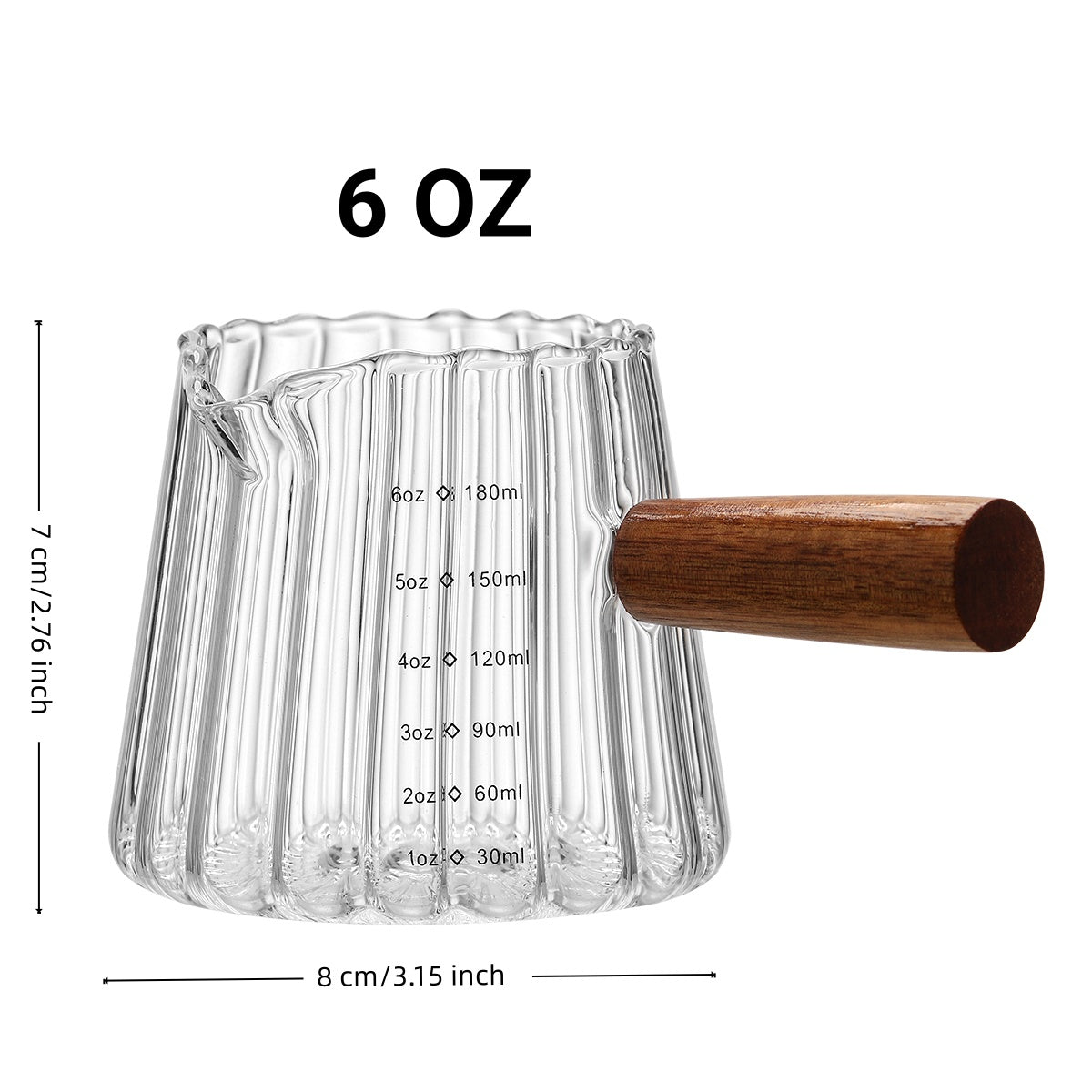 1 Pcs 180Ml Mini Coffee Cup, Glass Milk Cup, Italian Coffee Cup with Wooden Handle, Coffee Measuring Cup