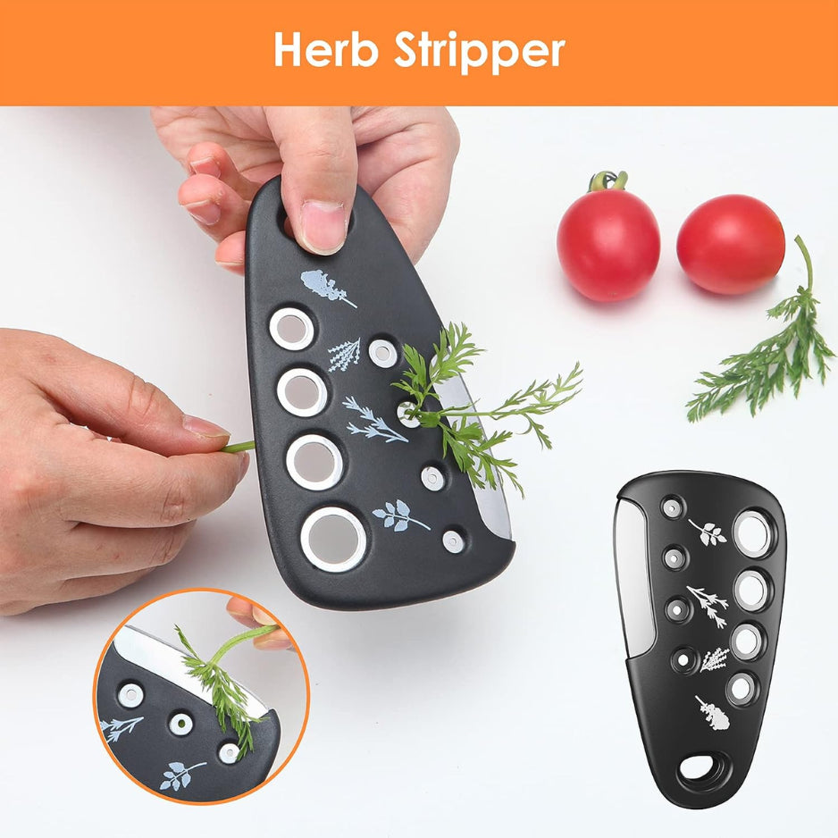 6-Piece Space-Saving Kitchen Gadget Set - Compact Multi-Tool Set with Cheese Grater, Peeler, Pizza Cutter, Bottle Opener Garlic Grinder & Herb Stripper
