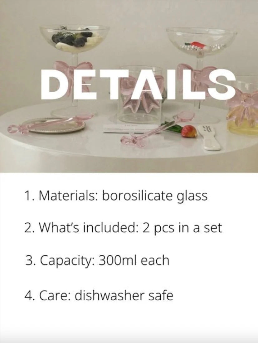 Hand-Blown Bow Glass Cups – Set of 2