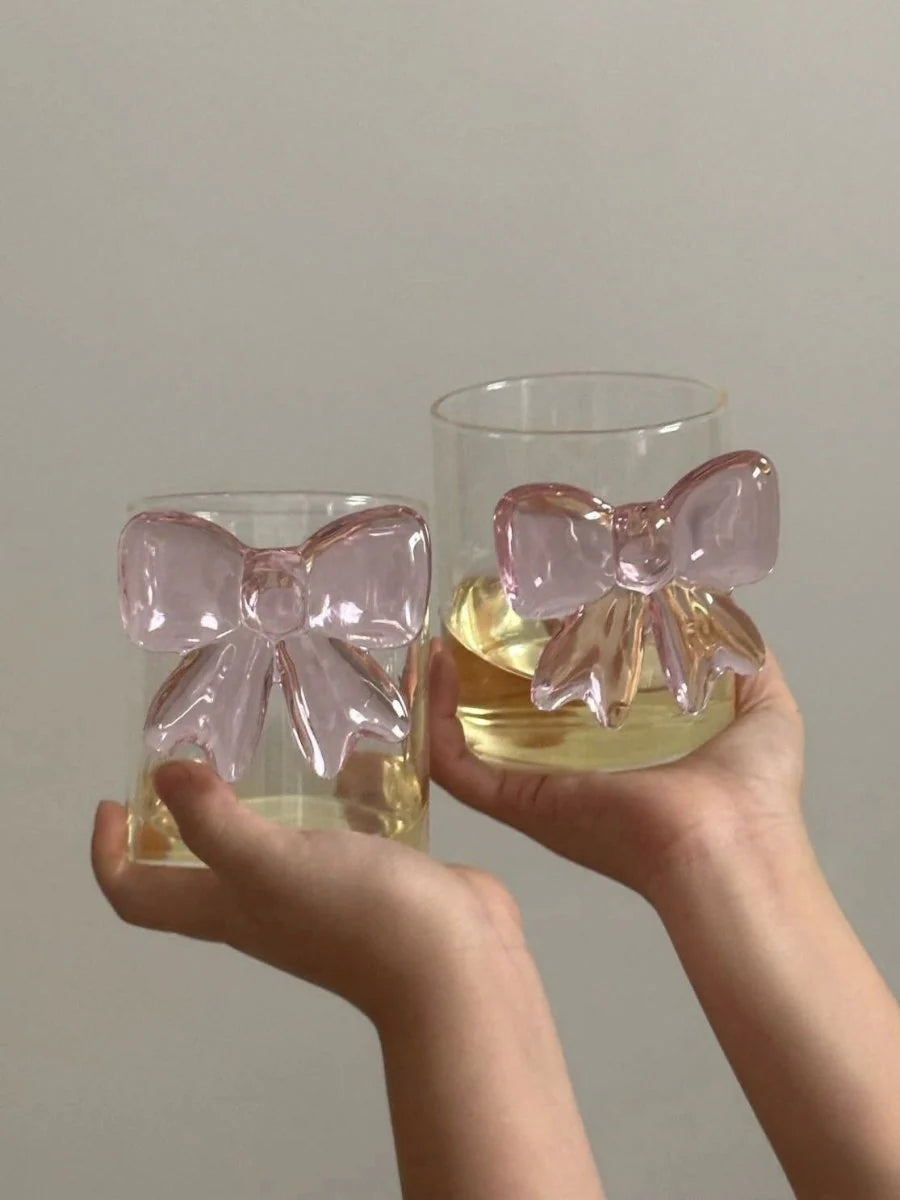 Hand-Blown Bow Glass Cups – Set of 2