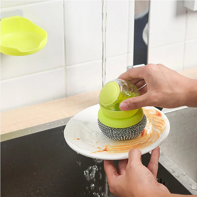 Stainless Steel Scrubber, Multifunctional Pot Dish Wash Brush for Home Commercial Kitchens, Removes Oil and Food Remnants from a Variety of Pots and Pans