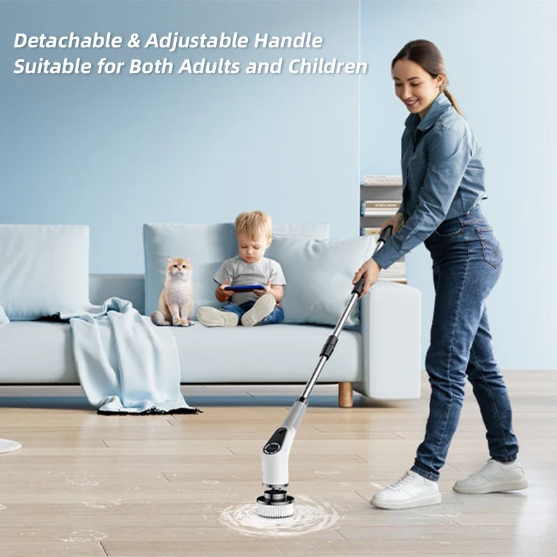 Electric Cordless ABS Scrubber Long Handle Household Kitchen Plastic Floor Cleaning Brush Cleaning Tool