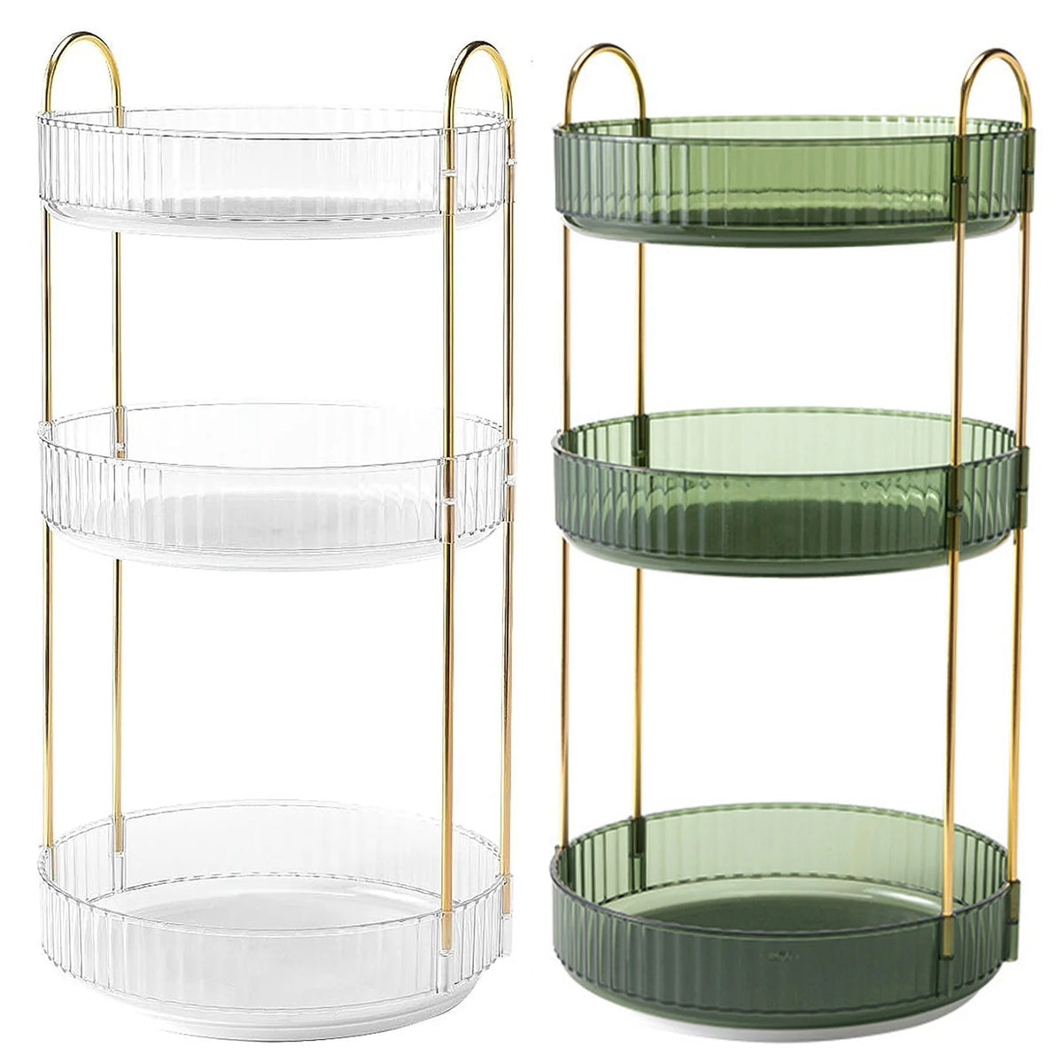 1 Set 3 Tier Rotating Makeup Organizer 360 Degree Spinning Perfume Cosmetic Storage Tray 55LBS Load Countertop Shelves for Lotion Lipstick