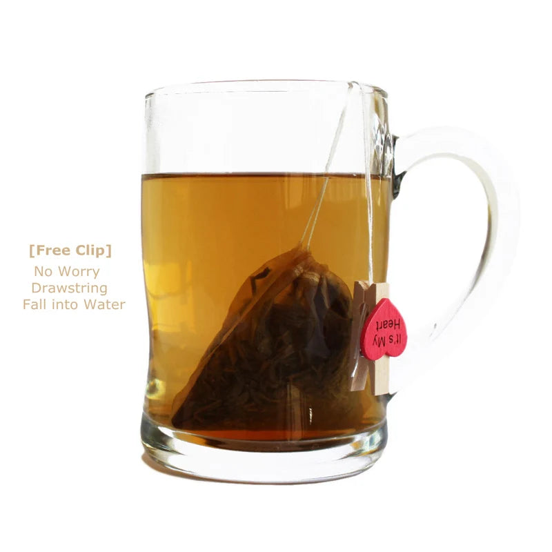 200 PCS Tea Filter Bags,Disposable Tea Infuser Drawstring Loose Leaf Tea with Natural Unbleached Paper and Free Clip