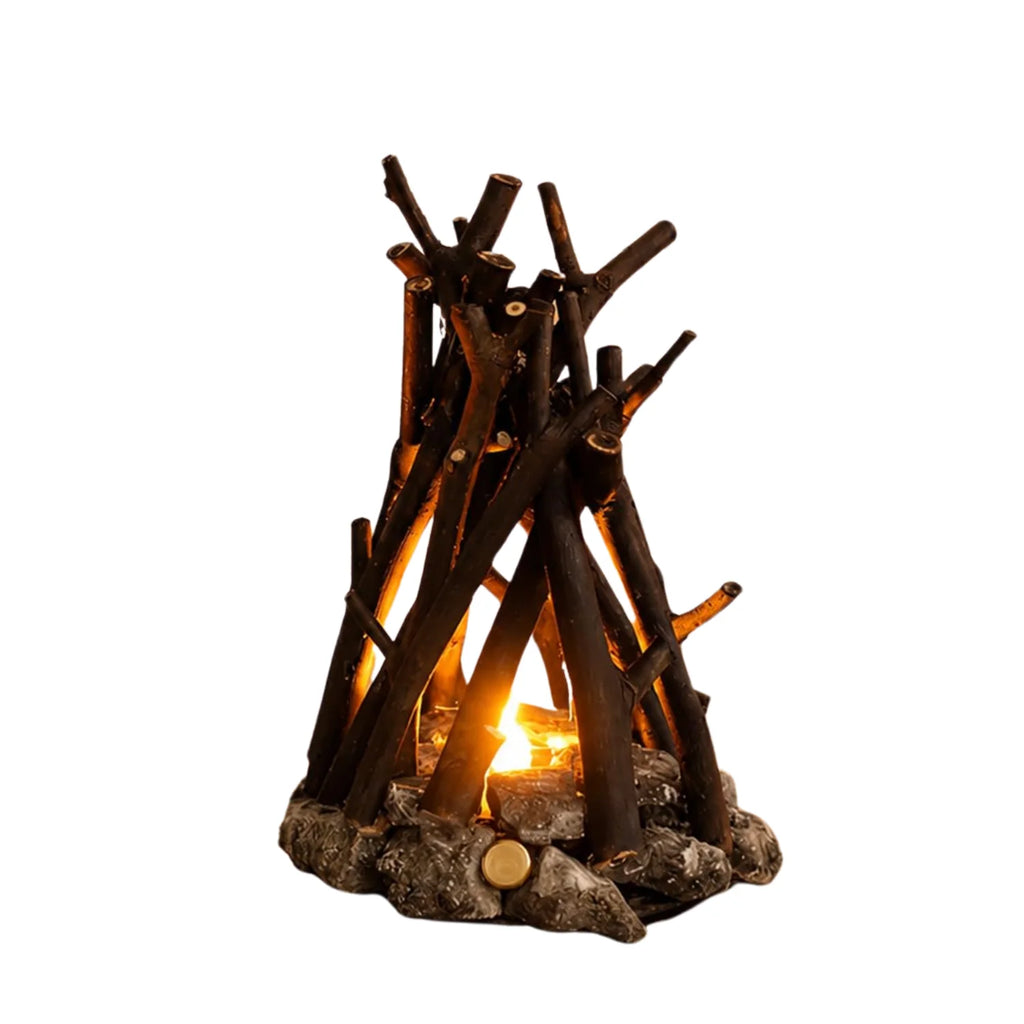 Dimmable Wooden Campfire Led Night Light, Handcrafted Forest Campfire Lamp