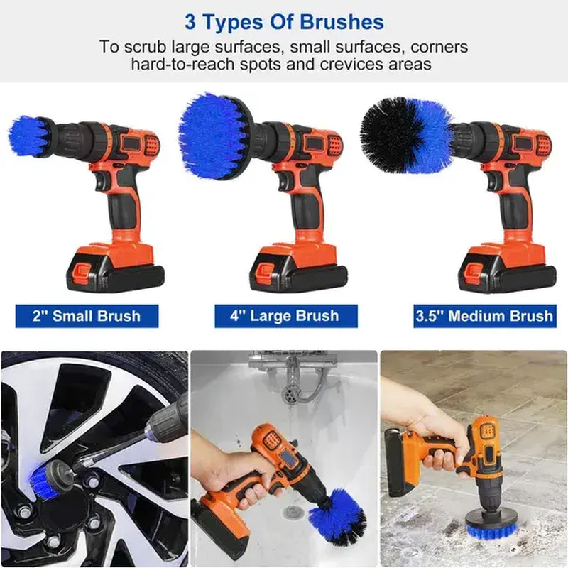 Ultimate Drill Brush Power Scrubber Set for Effortless Cleaning - 3-Piece Combo for Car, Carpet, Wall, Tile, and Tub