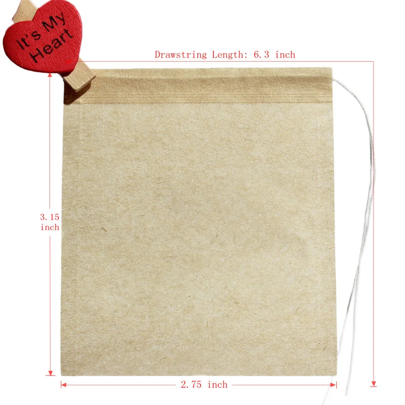 200 PCS Tea Filter Bags,Disposable Tea Infuser Drawstring Loose Leaf Tea with Natural Unbleached Paper and Free Clip