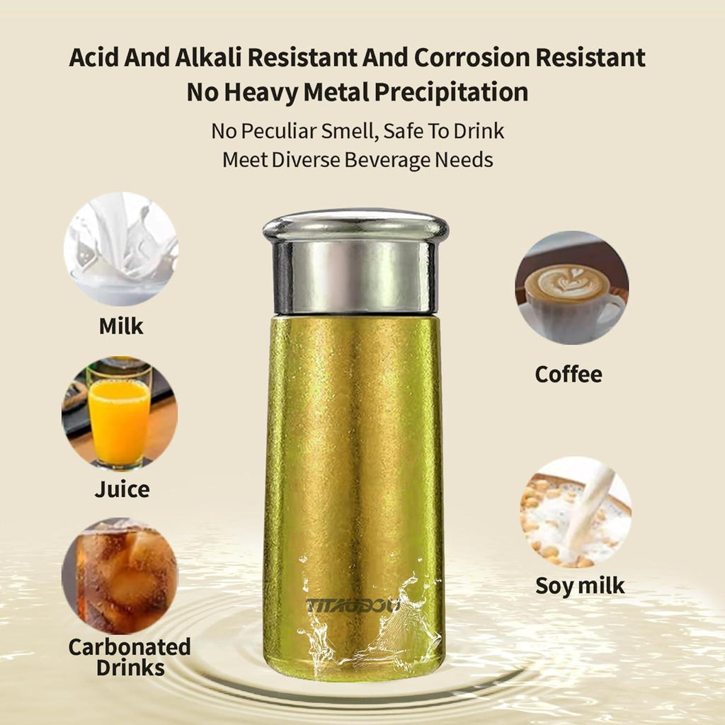 Titanium Alloy Vacuum Double-Layer Ultra-Light Travel Hot and Cold Universal Sports Insulation Hiking Camping Picnic Yellow Water Cup