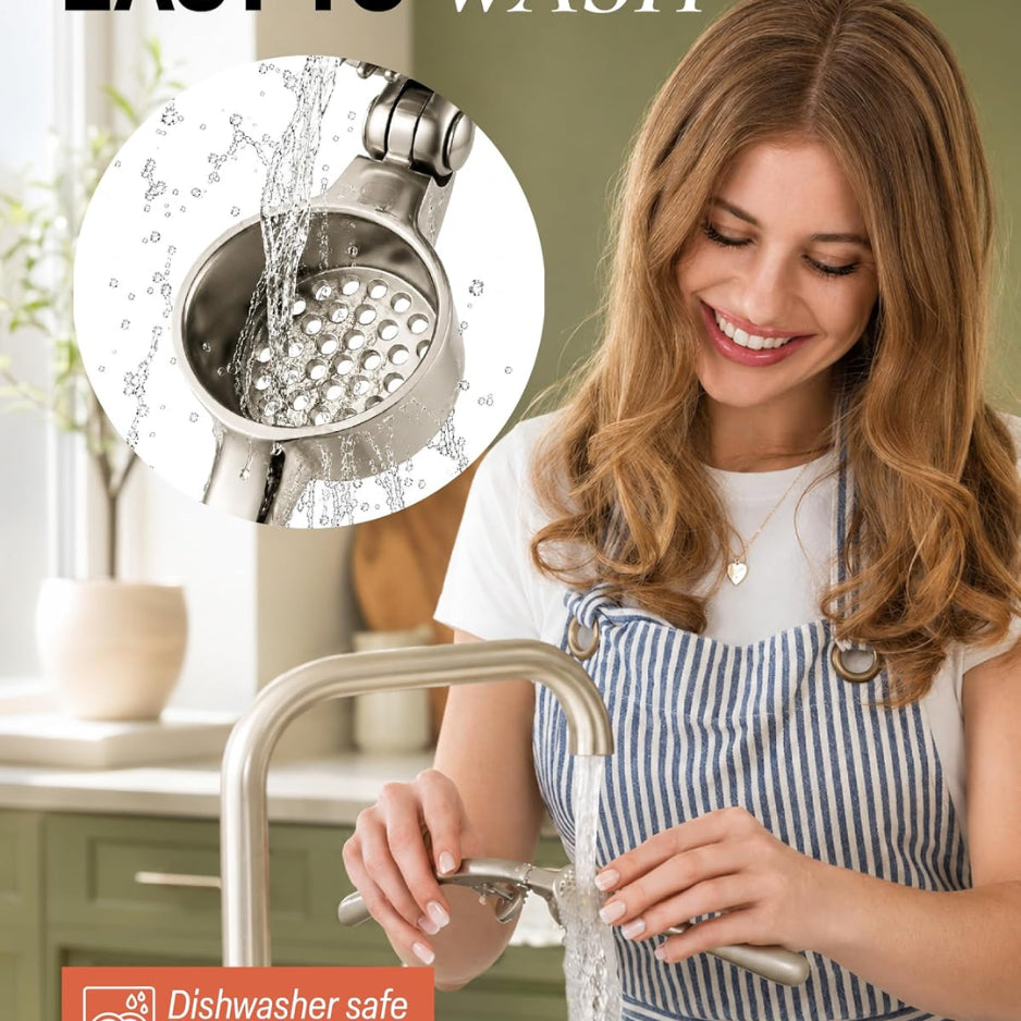 Premium Rust-Proof Garlic Press Set - Easy-Squeeze Mincer with Silicone Peeler & Brush