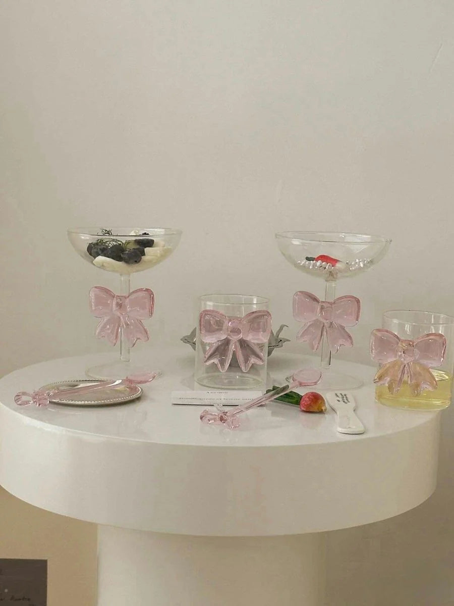 Hand-Blown Bow Glass Cups – Set of 2