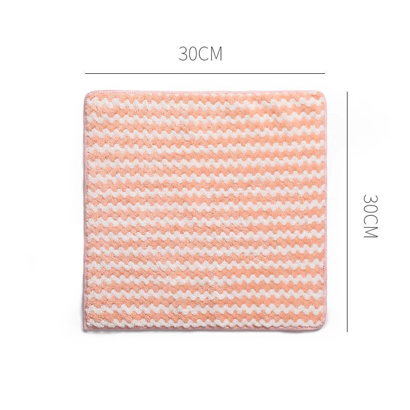Kitchen Cleaning Rag Coral Fleece Dish Washing Cloth Super Absorbent Scouring Pad Dry and Wet Kitchen Cleaning Towels Lazy Cleaning Supplies