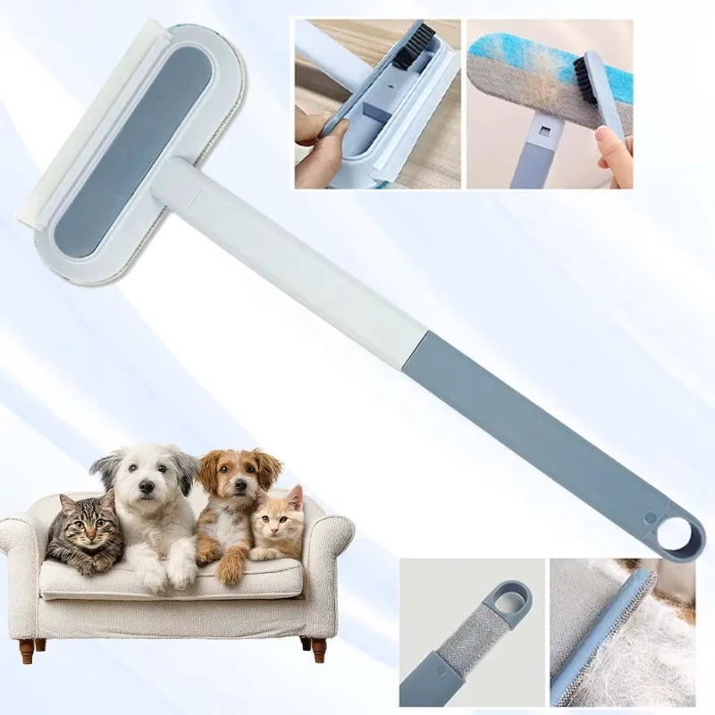 3 in 1 Pet Hair Remover Brush Long Handle Tool for Cat Dog Fur Sofa Window Lint Roller Scraper Household Gadget