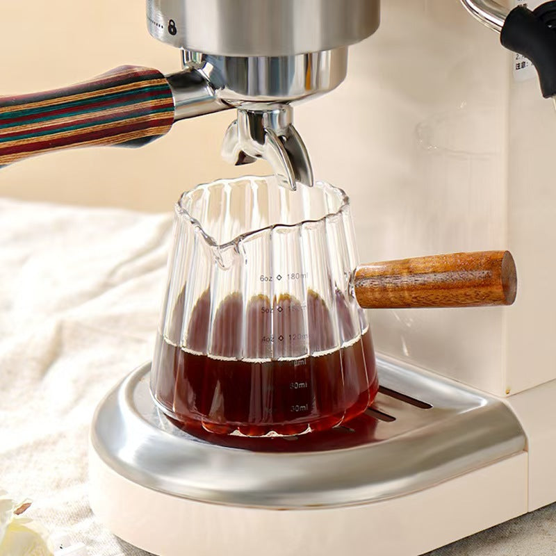 1 Pcs 180Ml Mini Coffee Cup, Glass Milk Cup, Italian Coffee Cup with Wooden Handle, Coffee Measuring Cup