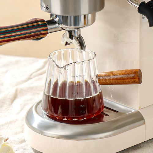 1 Pcs 180Ml Mini Coffee Cup, Glass Milk Cup, Italian Coffee Cup with Wooden Handle, Coffee Measuring Cup