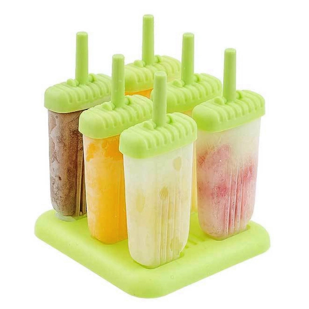1 Set 6 Cavity Popsicle Molds Reusable Ice Cream DIY Ice Maker Ice Bar Maker Plastic Popsicle Mold for Homemade Iced Snacks