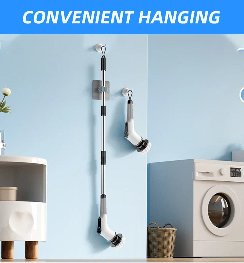 Electric Cordless ABS Scrubber Long Handle Household Kitchen Plastic Floor Cleaning Brush Cleaning Tool