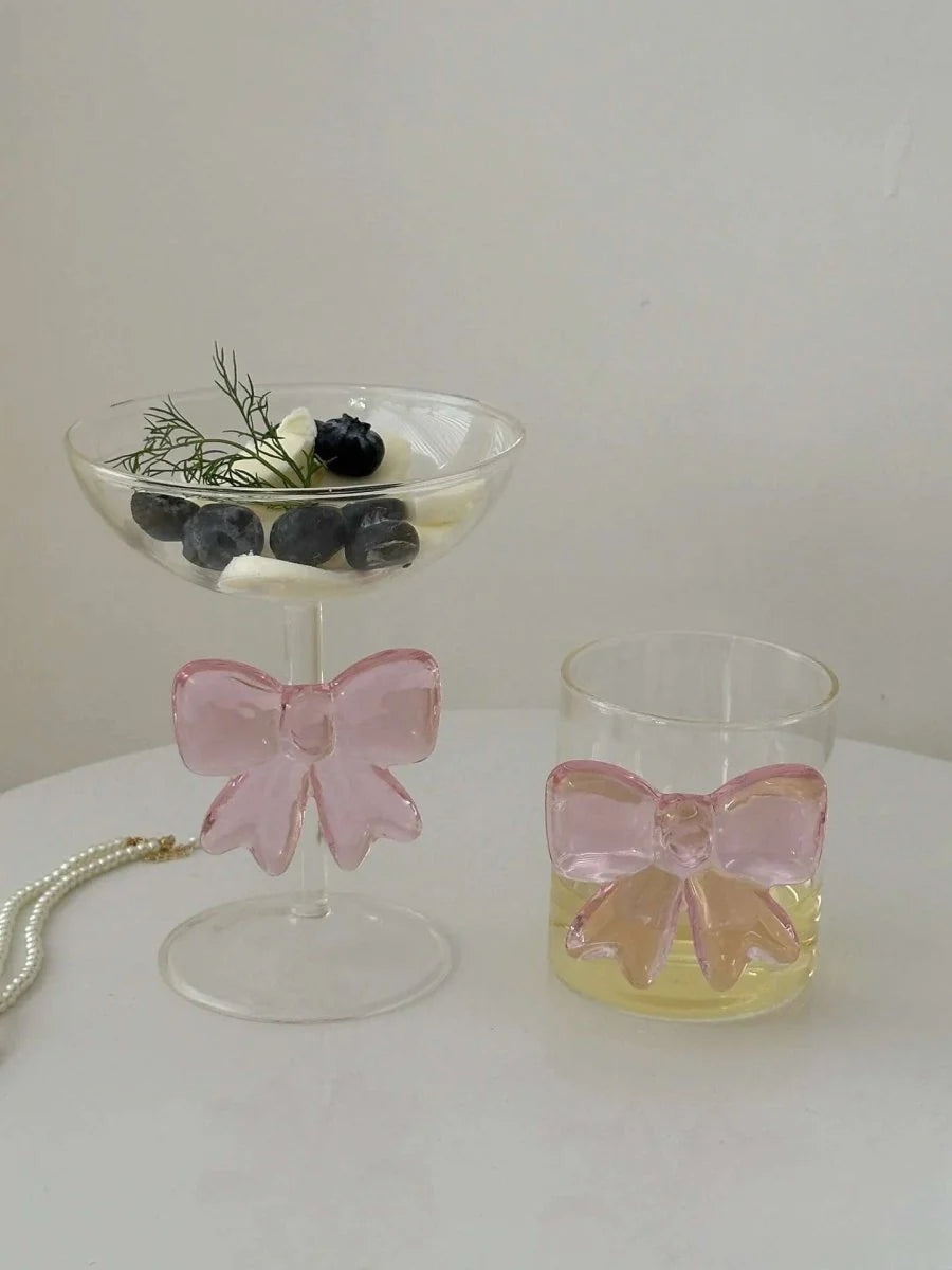 Hand-Blown Bow Glass Cups – Set of 2