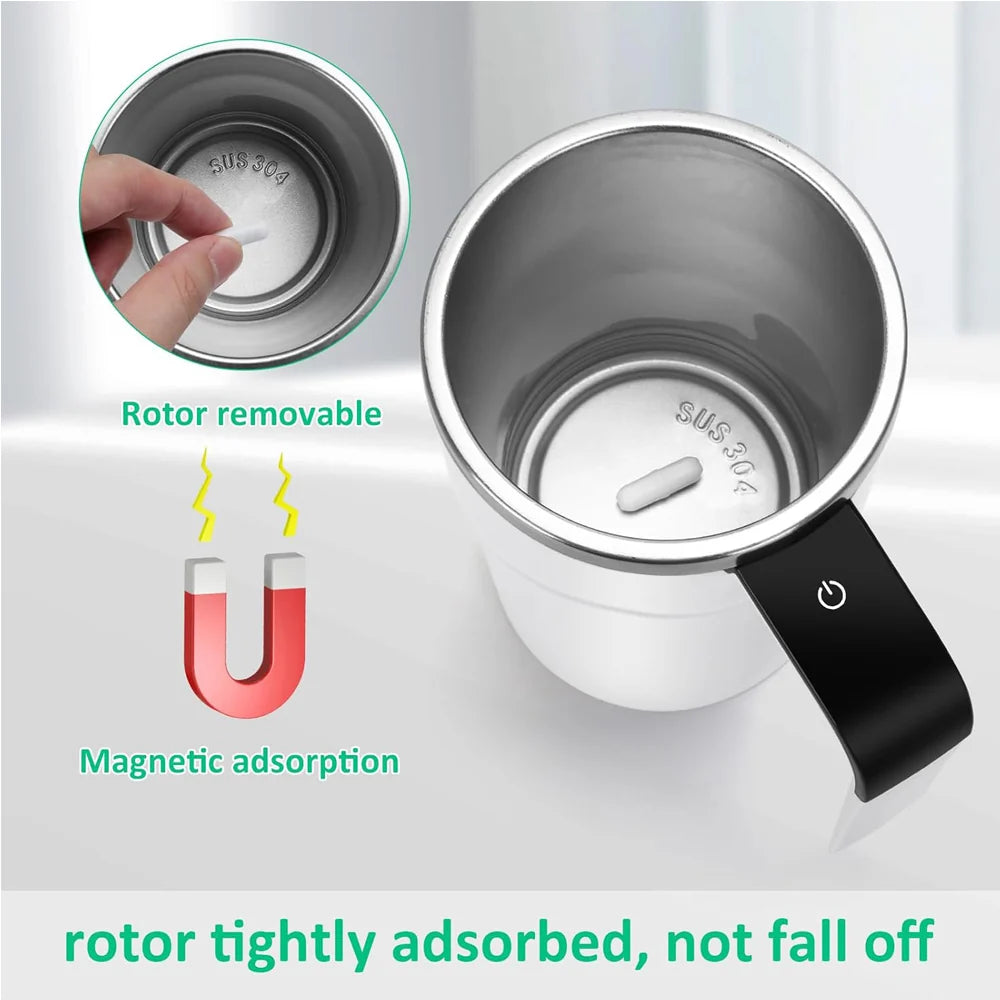 12Oz Self Stirring Mug, Auto Magnetic Coffee Mug with LED Display Temperature, Rechargeable Automatic Stirring Cup