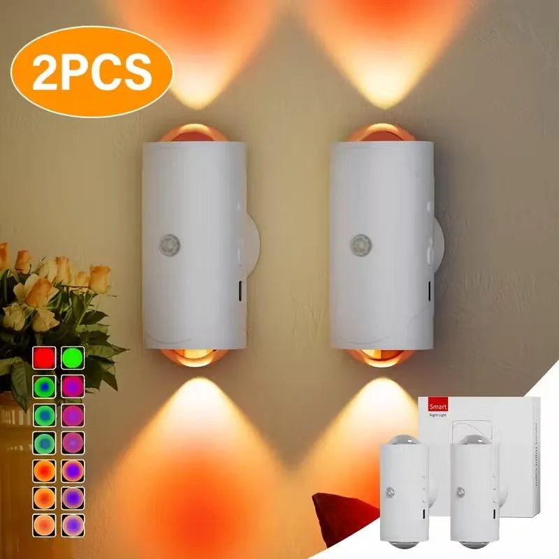 4Pcs Rechargeable LED Night Light Wall Lamp Commercial Strobelight Multi-Color Mode Dimmable Indoor Light Magnetic Steplight for Entryway Bedside Desk Closet Bedside Lamp