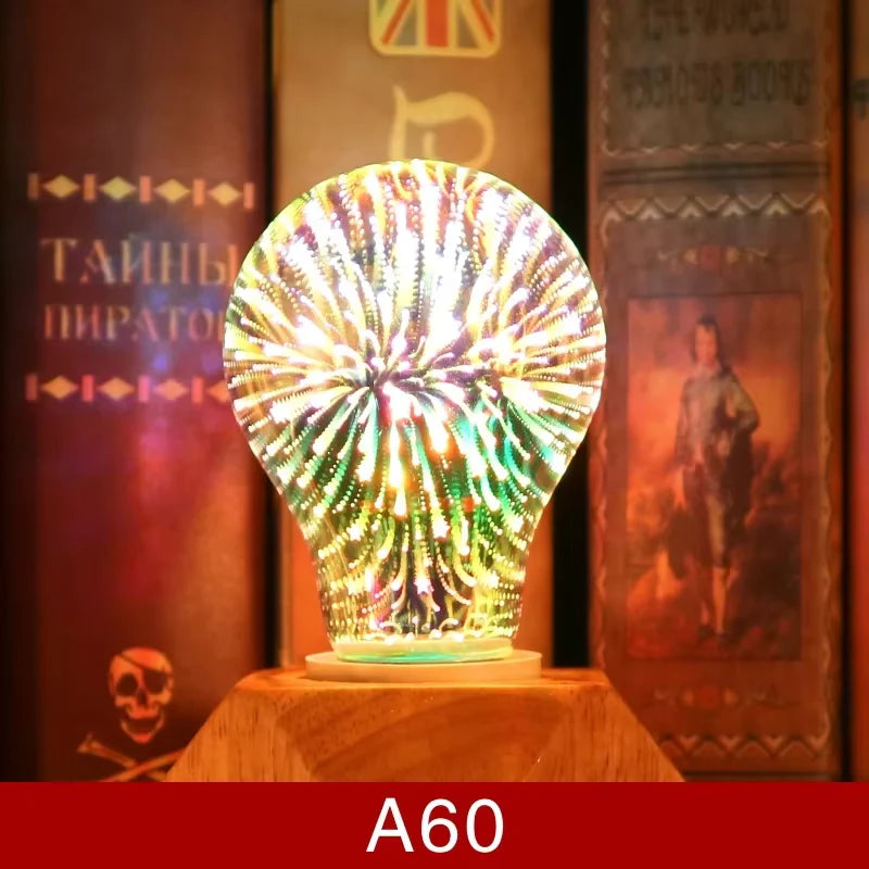3D Decoration LED Bulb E27 6W 85-265V Vintage Edison Light Bulb Star Fireworks Lamp Holiday Night Light Novelty Christmas Tree