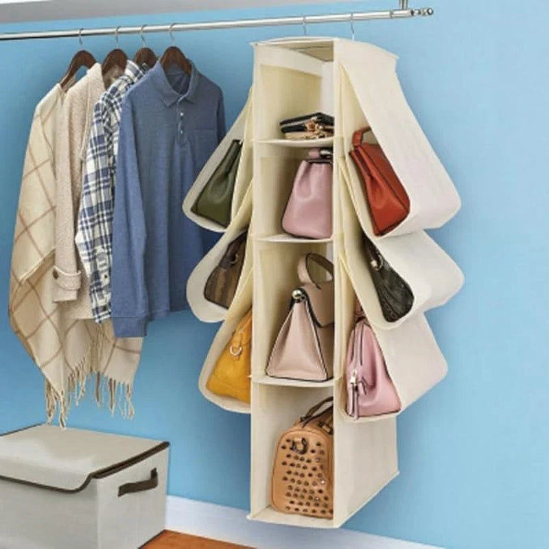 Hanging Closet Organizer for Handbag and Purse, Nonwoven Metal Storage Large Capacity, Easy to Check Contents, Protects from Dirt and Damage, for Closet or Back Door