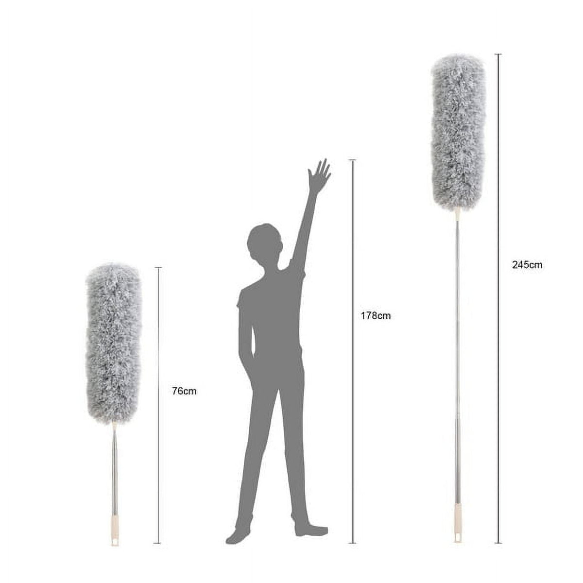 Dusters for Cleaning Duster with Extension Pole Bendable Head Long Handle Dusters for Cleaning Ceiling Fan, High Ceiling, Blinds, Furniture,Cars Gray