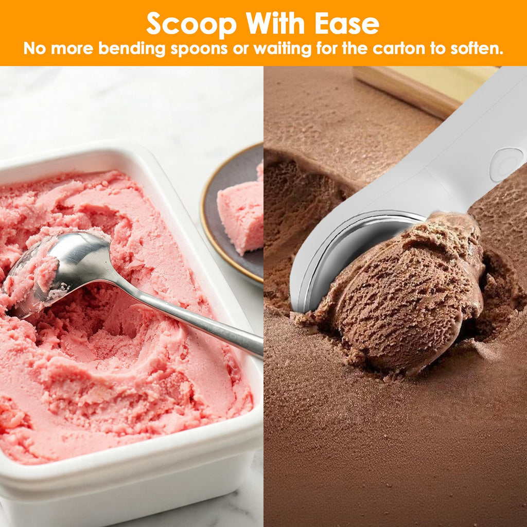 1Set Heated Ice Cream Scoop Rechargeable Electric Ice Cream Scooper IP66 Waterproof 45S Fast Heating 5Min Auto Shutoff for Hard Ice Cream Gelato Yogurt