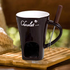 Chocolate Melting Mug with Fork, Ceramic Fondue Cup