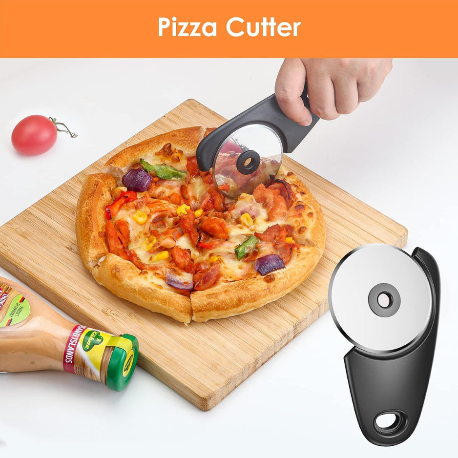6-Piece Space-Saving Kitchen Gadget Set - Compact Multi-Tool Set with Cheese Grater, Peeler, Pizza Cutter, Bottle Opener Garlic Grinder & Herb Stripper