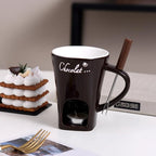 Chocolate Melting Mug with Fork, Ceramic Fondue Cup