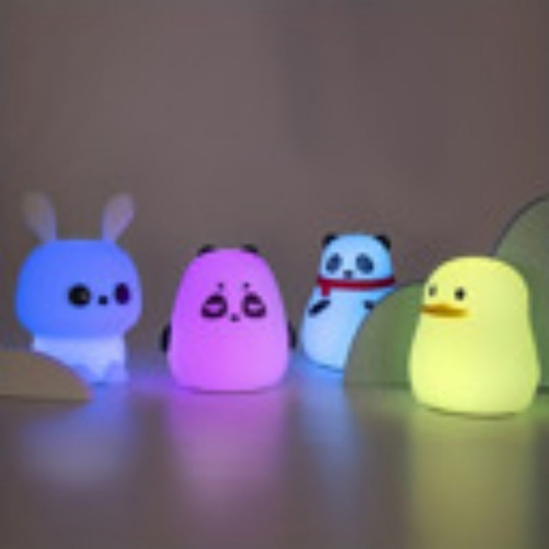 1 LED Bunny,Fat Bearstupid Bea,Rchestnut Bea,Rduck Night Light,Cute Rainbow Light Changing Silicone Light, Pat Control, USB Charging Soft Silicone Light, Christmas Gift for Girls, Boys Random Color
