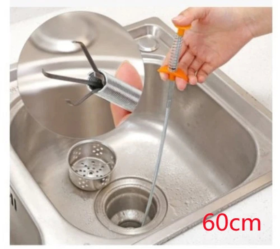 60CM Sewer Dredger Spring Pipe Dredging Tool Household Hair Cleaner Drain Clog Remover Cleaning Tools Household for Kitchen Sink Kitchen Gadgets