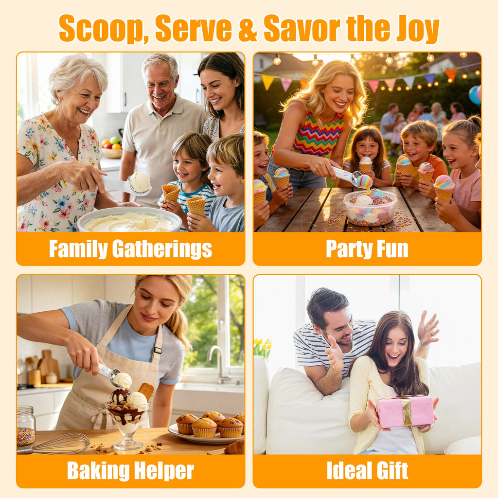 1Set Heated Ice Cream Scoop Rechargeable Electric Ice Cream Scooper IP66 Waterproof 45S Fast Heating 5Min Auto Shutoff for Hard Ice Cream Gelato Yogurt