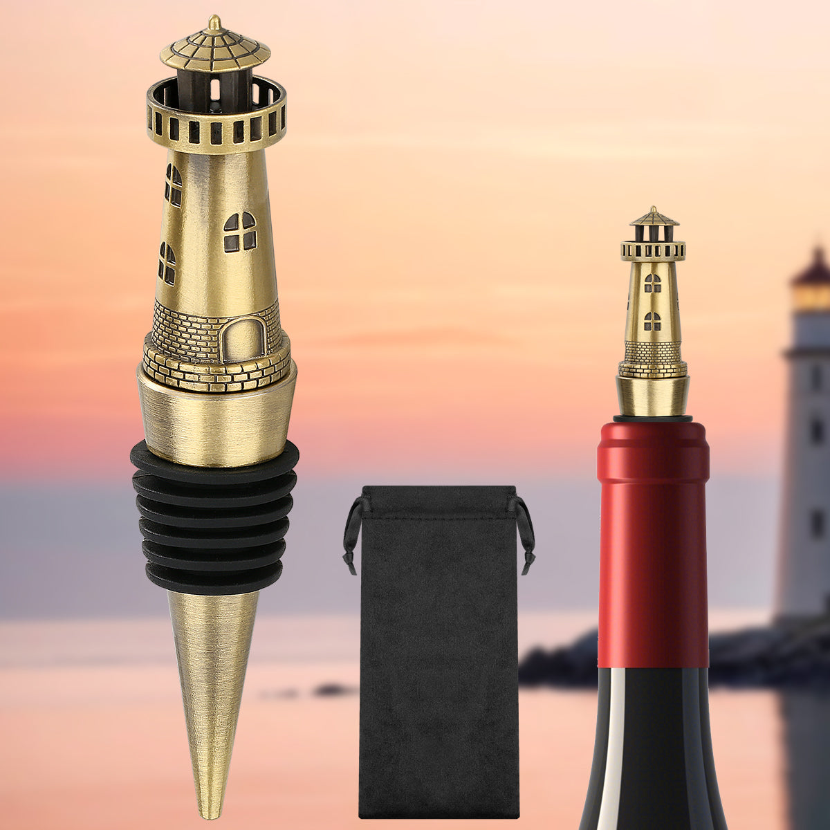 Creative Lighthouse Wine Stopper, Seals the Aroma of Wine, Protects High-Quality Wine, and Serves as a Premium Tool for Wine Preservation.