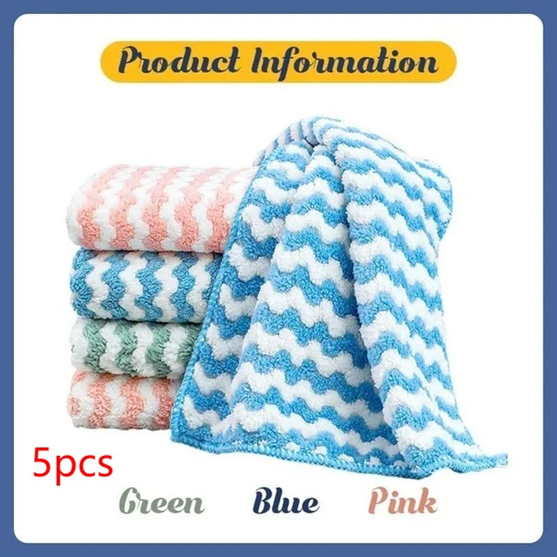 Kitchen Cleaning Rag Coral Fleece Dish Washing Cloth Super Absorbent Scouring Pad Dry and Wet Kitchen Cleaning Towels Lazy Cleaning Supplies