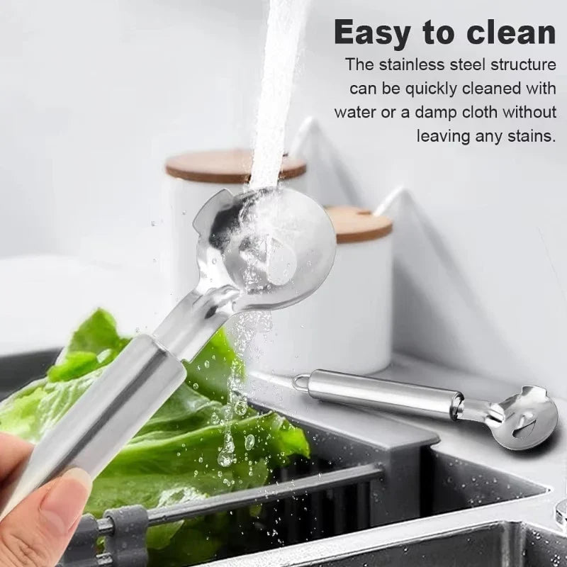 2 Pieces Multi-Function Nopal Cactus Peeler Cutter Stainless Steel Pelador De Nopales with Groove Edge Ergonomic Cactus Peeling Spoon Safe Easy Thorn Remover Kitchen Cooking Tools Accessories