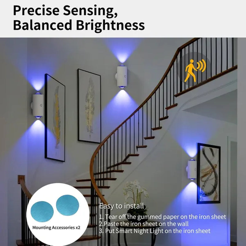 4Pcs Rechargeable LED Night Light Wall Lamp Commercial Strobelight Multi-Color Mode Dimmable Indoor Light Magnetic Steplight for Entryway Bedside Desk Closet Bedside Lamp