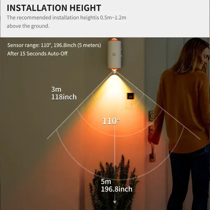 LED Motion Sensor Night Light, 7 Colors Rechargeable Battery Stair Light, Wireless Magnetic Wall Lamp, Cordless LED Wall Night Lights for Steps, Bedroom, Hallway, Courtyard, Holiday Decor, 2-Pack