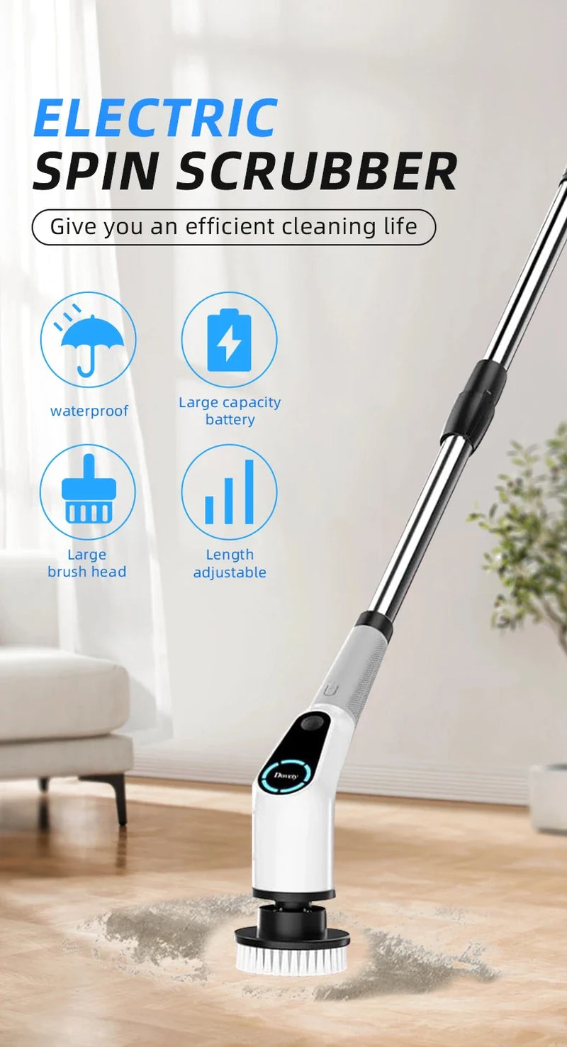 Electric Cordless ABS Scrubber Long Handle Household Kitchen Plastic Floor Cleaning Brush Cleaning Tool