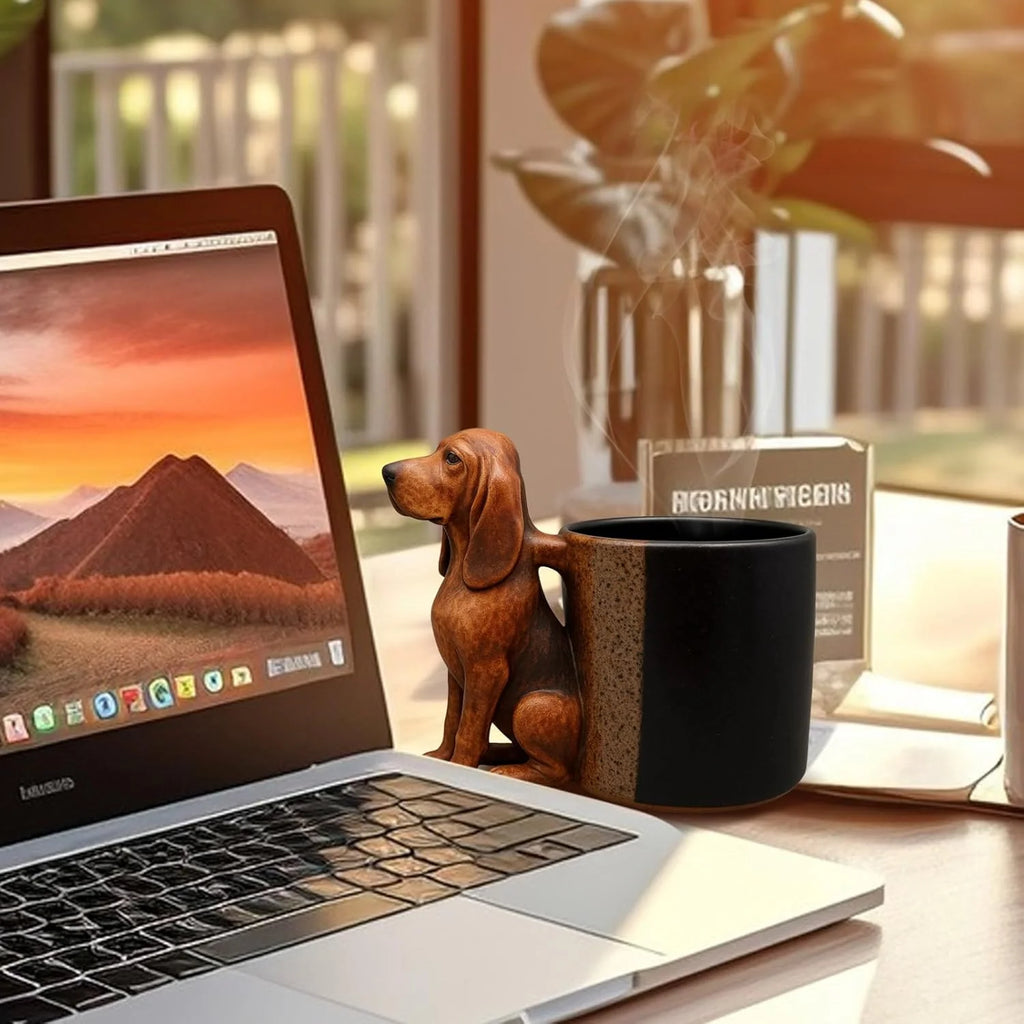 3D Handmade Dachshund Mug, Creative 3D Animal Shape Ceramic Mug,11 Oz Unique Dog Coffee Mugs