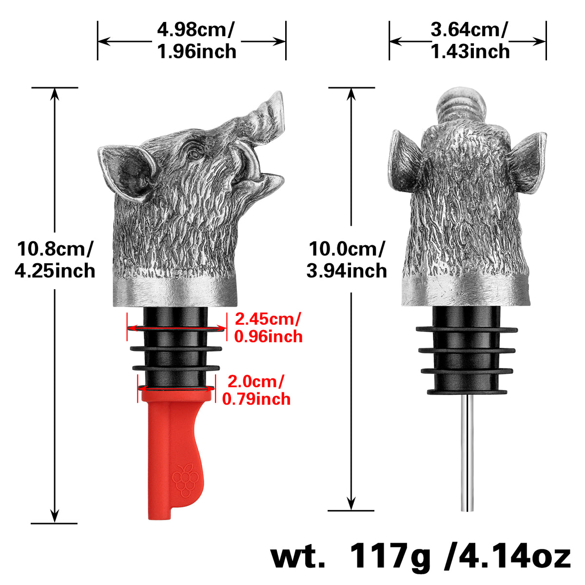 Wild Boar Head Wine Pourer - Vacuum Sealing, Wine Spout, Stopper for Cocktails, Whiskey, Wine Bottles, Perfect Gift for Any Occasion
