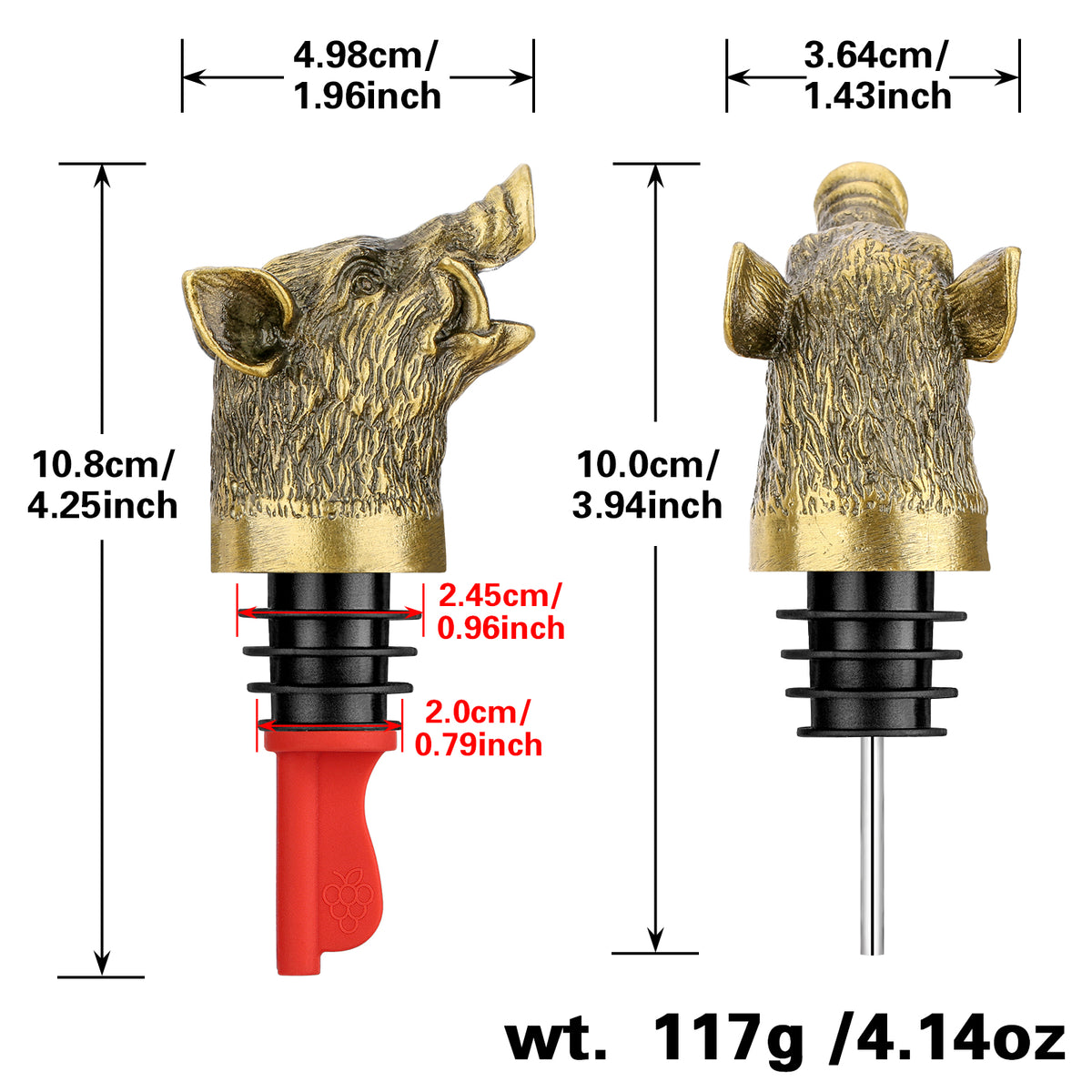 Wild Boar Head Wine Pourer - Vacuum Sealing, Wine Spout, Stopper for Cocktails, Whiskey, Wine Bottles, Perfect Gift for Any Occasion