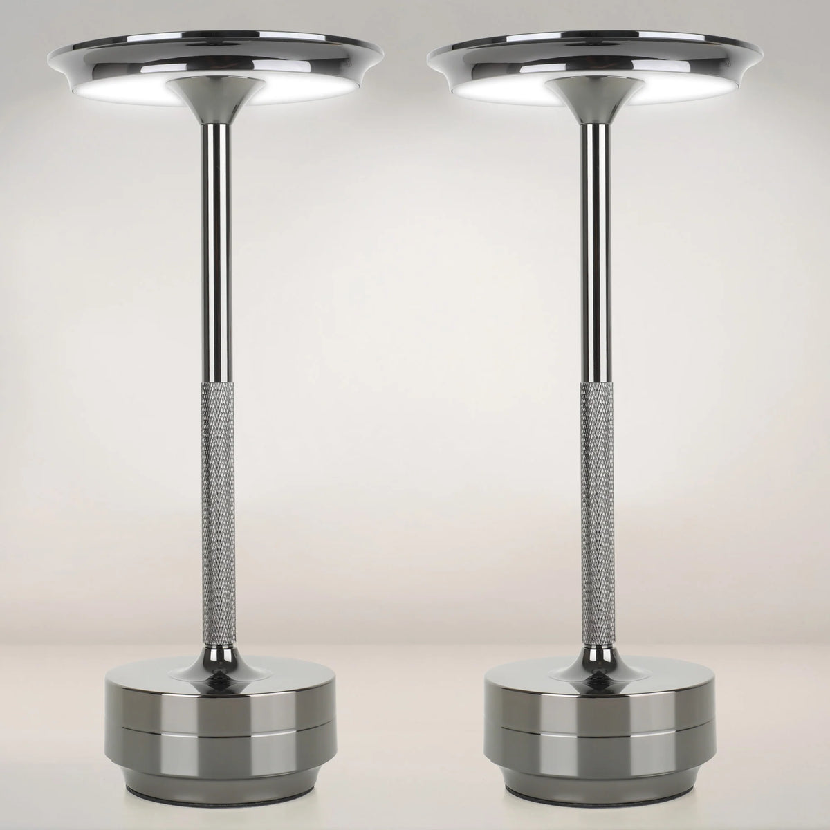 2Pcs Rechargeable Cordless Table Lamp, 5000Mah Portable Wireless LED Lamp, 3 Color Modes Stepless Dimming Touch Lamp, Aluminum Alloy Bedside Desk Lamp for Bedroom Office Camping Dining