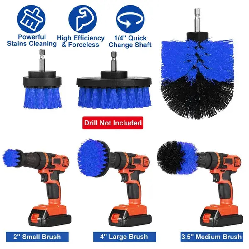 Ultimate Drill Brush Power Scrubber Set for Effortless Cleaning - 3-Piece Combo for Car, Carpet, Wall, Tile, and Tub